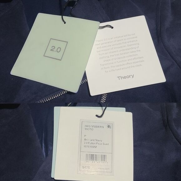 NWT|Theory Modern Moto 2.0 Fulton Navy Faux Suede Jacket - Picture 9 of 13